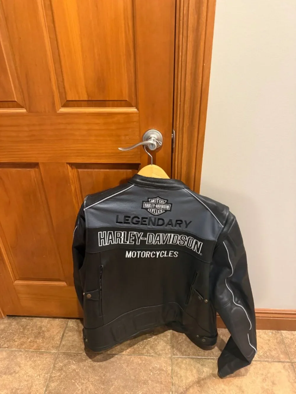 Harley Davidson Men's Votary black and Gray 100% Real Leather Motorcycle Jacket